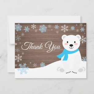 Remerciements Ours polaire d'hiver Flocon de neige Carte de reme