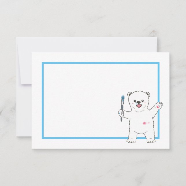 Remerciements Ours polaire mignon Dessin plat simple / Carte de  (Devant)
