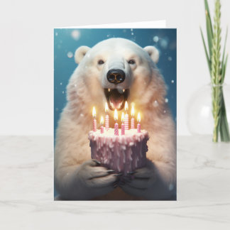 Remerciements Ours polaire tenant une carte de gâteau d'annivers
