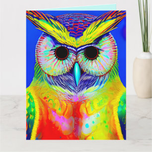 REMERCIEMENTS OWL ART PENSER À VOUS GRANDE CARTE DE SALUT
