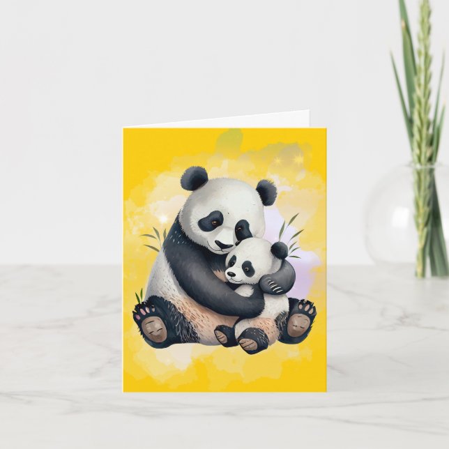 Remerciements Panda Bear Mère et Bébé Mère carte de la Fête des  (Devant)