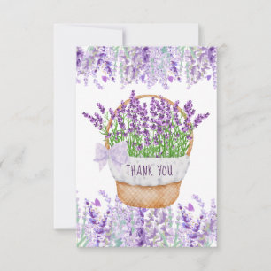 Remerciements Panier de fleurs de lavande Carte de remerciement 