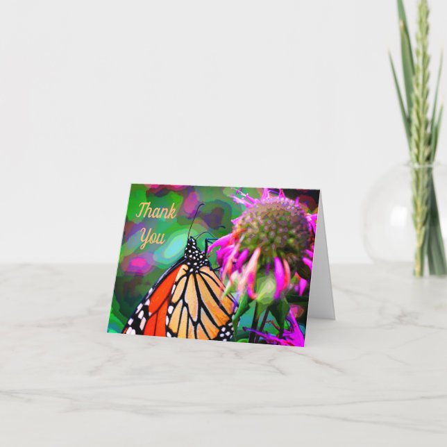 Remerciements Papillon Sur Flower Nature Art Carte de remercieme (Devant)