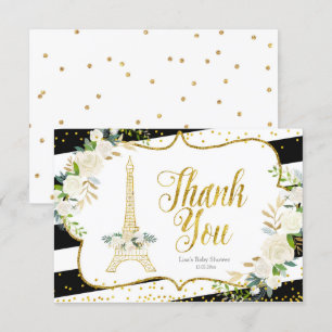 Remerciements Paris White Floral Fête des mariées Carte de remer