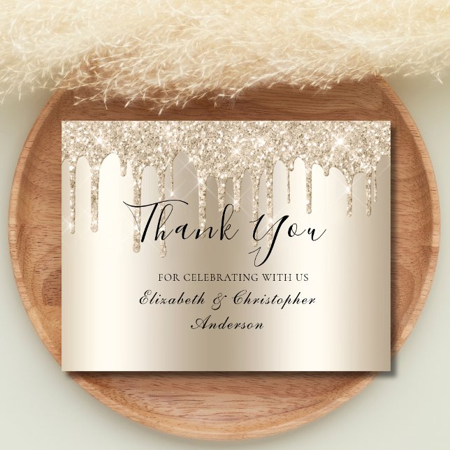 Remerciements Parties scintillant à goutte de champagne Carte de (Champagne Dripping Glitter Wedding thank you cards. Personalized)
