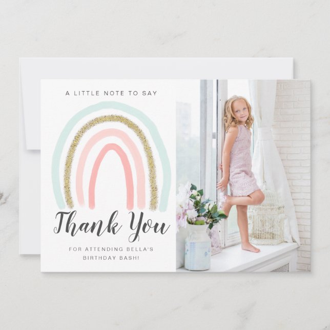 Remerciements Parties scintillant arc-en-ciel Carte de remerciem (Devant)