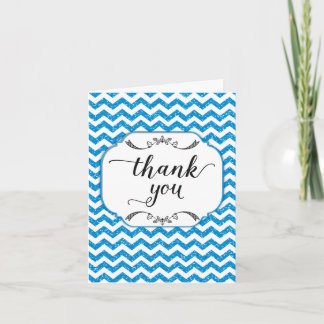 Remerciements Parties scintillant bleue tendance Carte de remerc