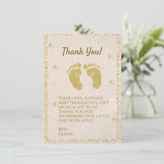 Remerciements Parties scintillant Empreinte Baby Boy Carte de re (Debout devant)