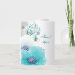 Remerciements Pavots cultivés pourpres bleus turquoises de carte