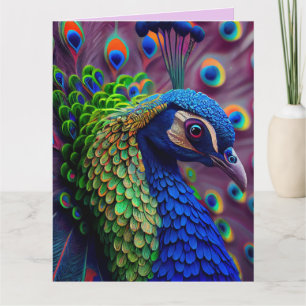 REMERCIEMENTS PEACOCK ART GRANDE CARTE DE SALUT D'ANNIVERSAIRE
