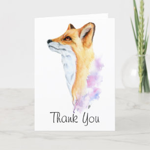 Remerciements Peinture aquarelle du renard roux carte de remerci