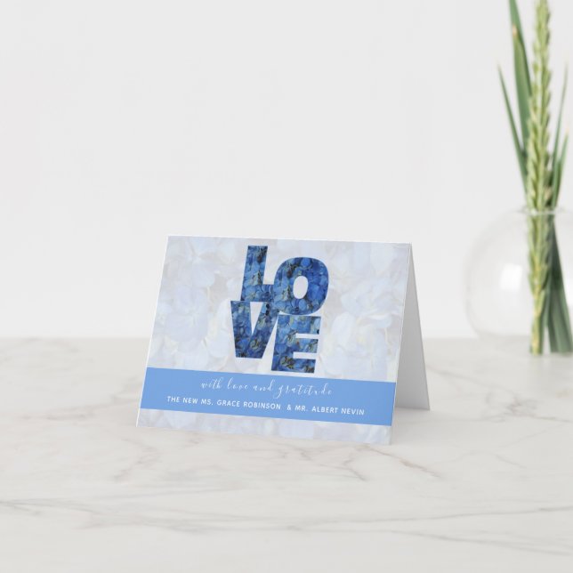 Remerciements Périwinkle Blue Hydrangeas LOVE Carte de remerciem (Devant)