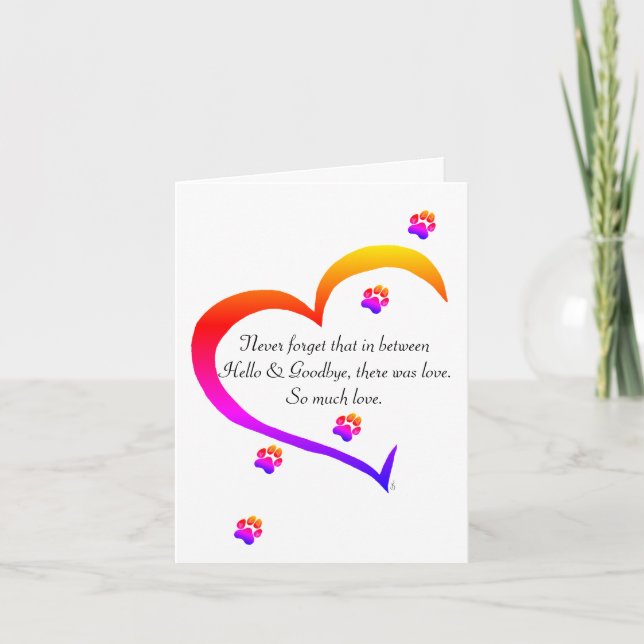 Remerciements Perte d'une carte de voeux pour animal de compagni (Devant)