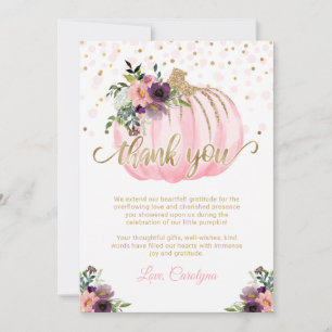 Remerciements Petit Baby shower Citrouille Carte de remerciement