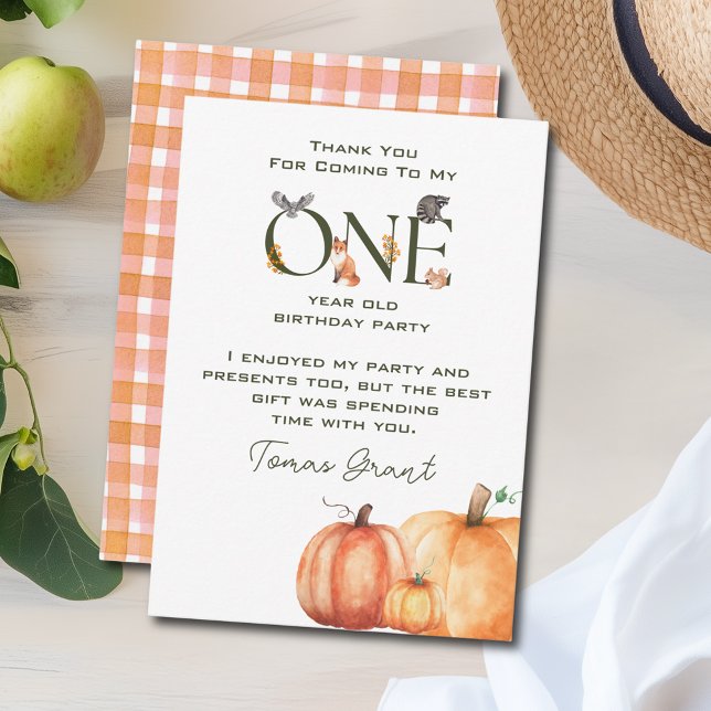 Remerciements Petit Citrouille Premier anniversaire Carte de rem (Little Pumpkin First Birthday Thank You Card
)