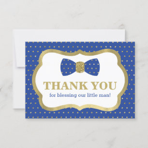 Remerciements Petit Homme Carte de remerciements, Royal Blue, Or