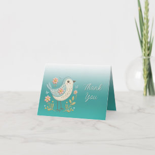 Remerciements Petite Broderie Florale d'oiseaux Carte de remerci