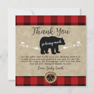 Remerciements Petite ours Flannelle Lumberjack Carte de remercie