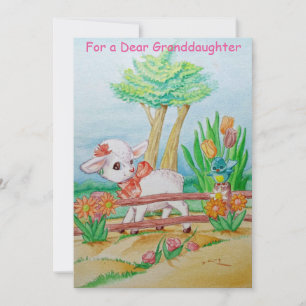 Remerciements Petites-filles de cerfs Carte de voeux de Pâques