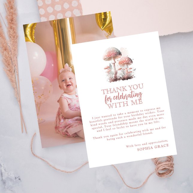 Remerciements Photo de champignon Woodland Carte de remerciement (Créateur téléchargé)