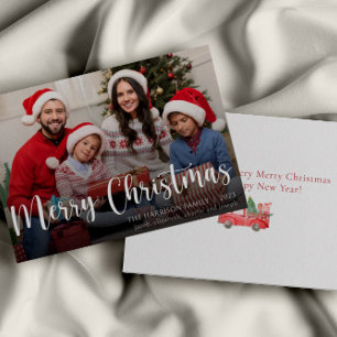 Remerciements Photo de famille personnalisée Joyeux Noël Carte
