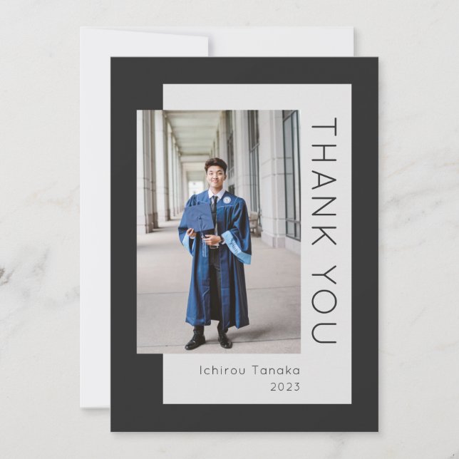 Remerciements Photo de fin d'études noir 2023 Carte de remerciem (Devant)