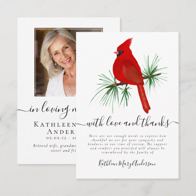 Remerciements Photo Sympathy Funeral Memorial Carte de remerciem (Devant / Derrière)