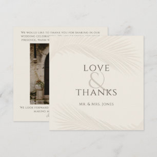 Remerciements Photo Tropical Leaf Mariage plat Carte de remercie