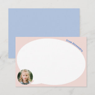 Remerciements Pink Kid Photo and Speech Buble Carte de remerciem