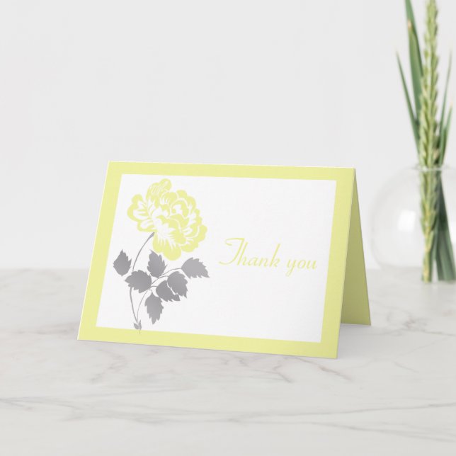 Remerciements Pivoine jaune sur fond blanc avec carte de remerci (Devant)