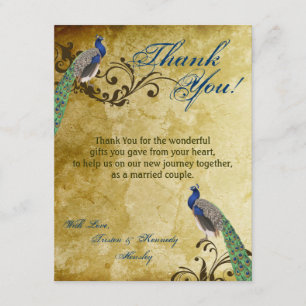 Remerciements plumes PLATES de cru de paon du carte de