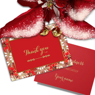Remerciements Poinsettias de Noël rouge dans la Carte de remerci