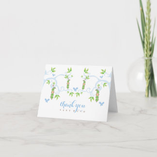 Remerciements Pois Bleu Dans Un Baby shower Pod Bois Carte de re