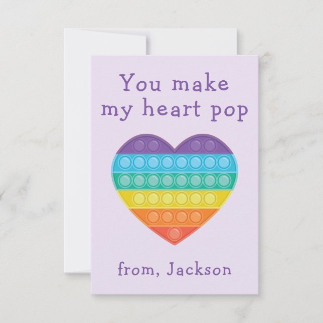 Remerciements Pop fidget classe valentine lavendar carte de note (Devant)