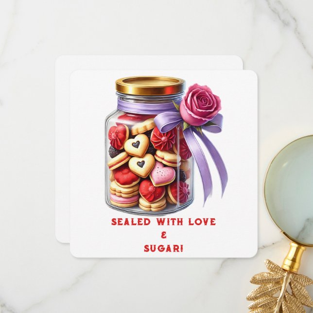 Remerciements Pot à biscuits - Carte de la Saint-Valentin (Devant/Arrière en situation)