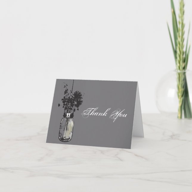 Remerciements Pot de maçon et carte de note de fleurs sauvages (Devant)