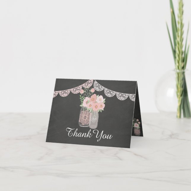 Remerciements Pot Mason Chic & Carte de Remerciement Tableau Noi (Devant)