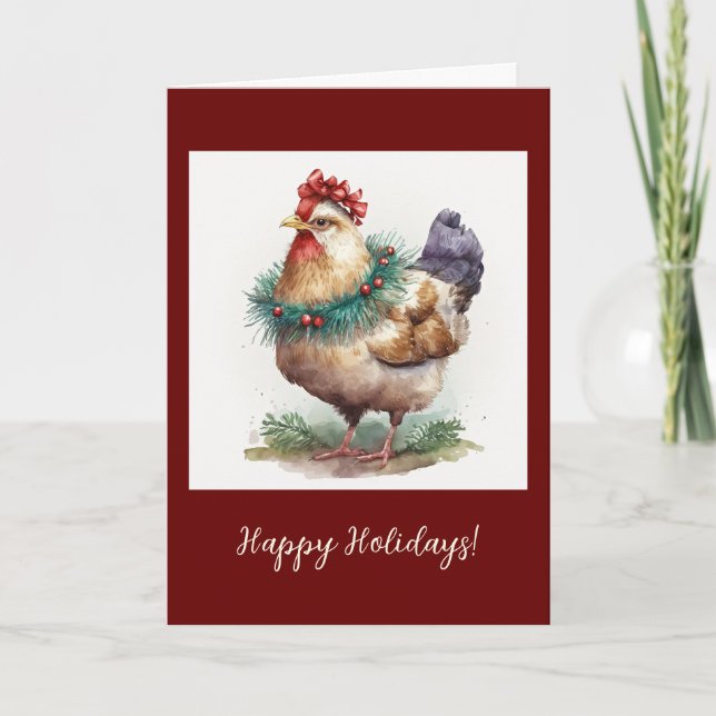 Remerciements Poulet Festif Plié Fête / Carte de Noël (Devant)