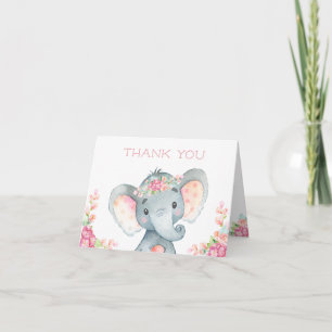 Remerciements pour Baby Shower Éléphant Fille