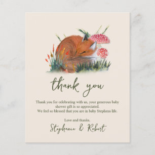 Remerciements pour Baby Shower Renard Endormi en F