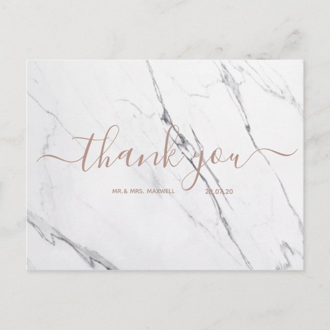 Remerciements pour mariage | Carte postale Marbre  (Devant)