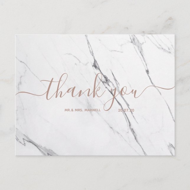 Remerciements pour mariage | Carte postale Marbre  (Devant)