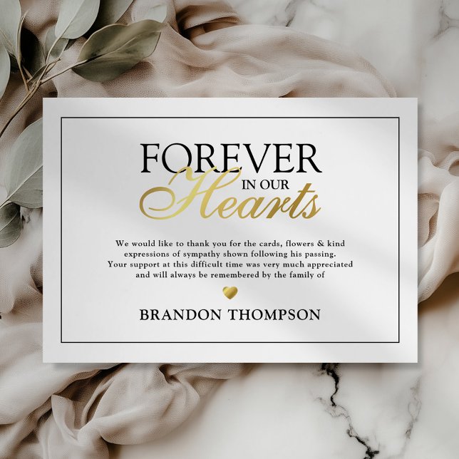 Remerciements Pour toujours dans nos coeurs Carte de remerciemen (Créateur téléchargé)