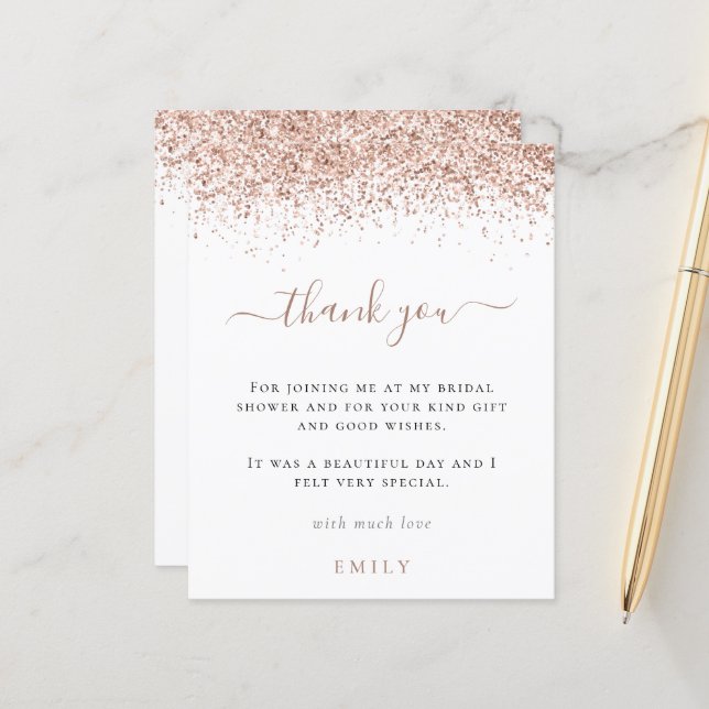 Remerciements pour une fête de mariage Budget Rose (Devant/Arrière en situation)