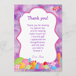 Remerciements Pourpre de rose de fille de note de carte de