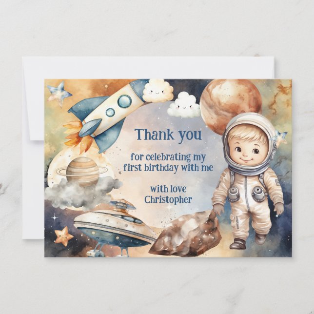 Remerciements Premier Voyage Autour Du Soleil Carte de remerciem (Devant)