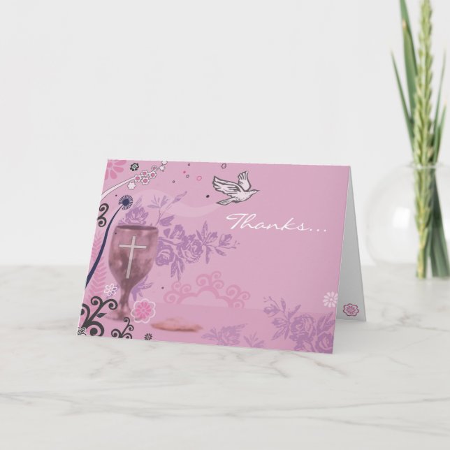 Remerciements Première Sainte Communion Chalice Dove Carte de re (Devant)