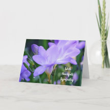 Purple Freesia Tear Drop Scripture Carte de Sympat