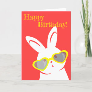 Remerciements Rabbit avec lunettes de soleil Bonne carte d'anniv