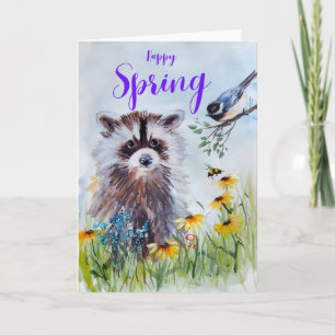 Remerciements Raccoon et amis BIENVENUE SPRINTEMPS Carte de voeu